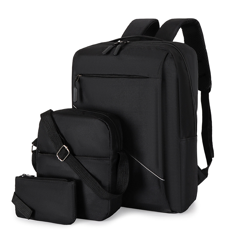 Wholesale of new three-piece men's backpacks, large-capacity outdoor travel backpacks, and casual Oxford cloth computer bags full figure