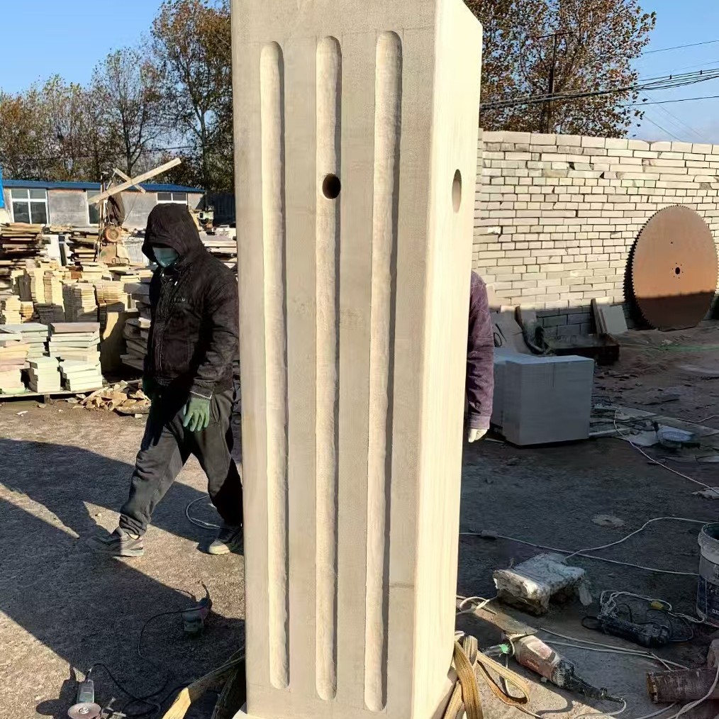 Yellow sandstone solid stone columns full figure