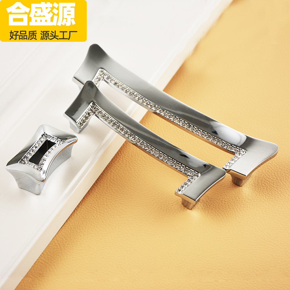 Nordic gold handles for wardrobe and cabinet doors, European court luxury diamond-encrusted crystal handles for drawers and door handles Specification drawing