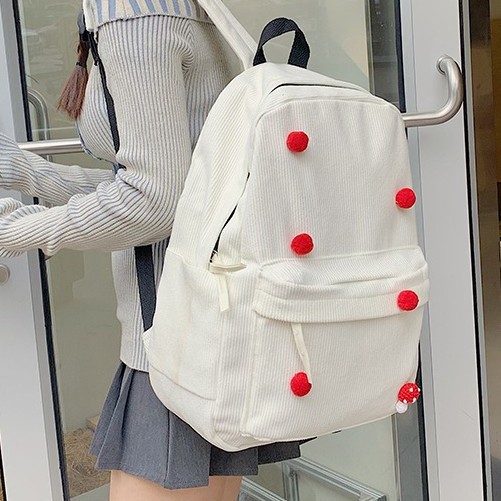 Large-capacity schoolbag, cute student backpack, retro casual corduroy backpack, fashionable and fresh computer bag details Picture