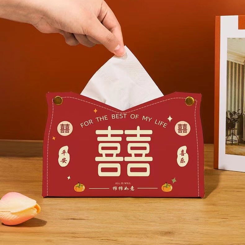 High-end wedding supplies: Tissue box, red tissue box, storage for newlyweds, bedroom, tissue box, wedding for women Application Scenario