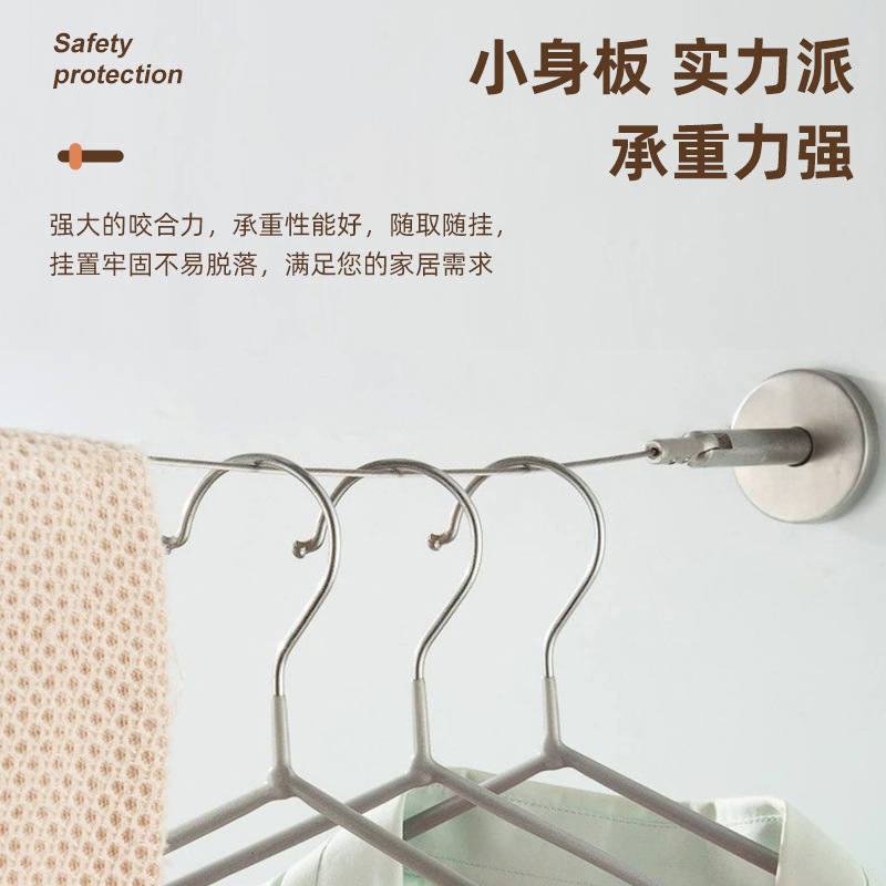 Wholesale of cross-border stainless steel suspended wire rope hanging curtain rods for balconies and bathrooms details Picture