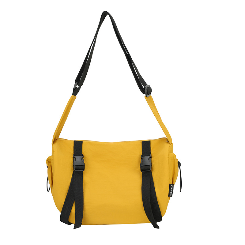 Large-capacity crossbody bag, women's color-blocking, laid-back style, artistic, simple and versatile fabric bag, college students' casual single-shoulder bag for class Item Picture