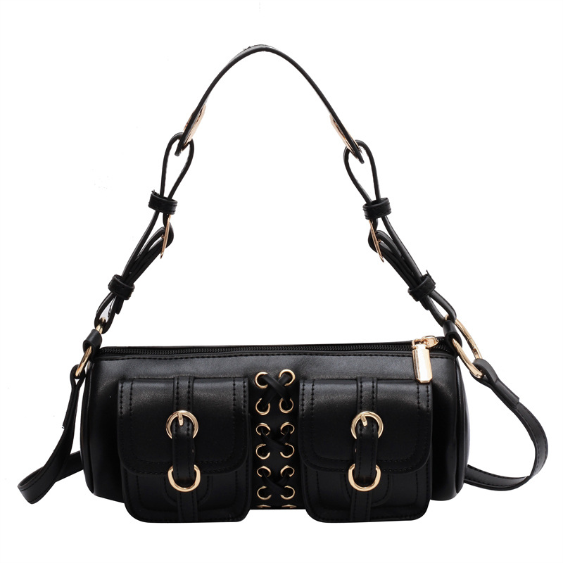 Korean style trendy and versatile single-shoulder bag for women 2025 new simple and retro pillow bag, niche cylindrical fashionable crossbody bag Item Picture