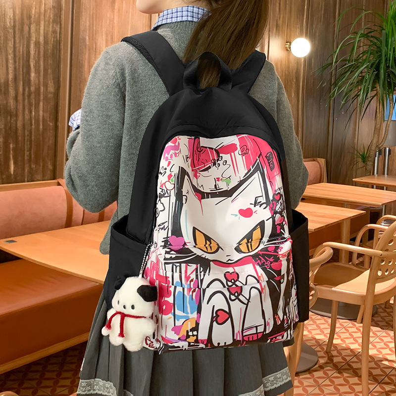 A Japanese Instagram-style casual and versatile outdoor backpack for women, with cool cartoon prints and large capacity for students details Picture