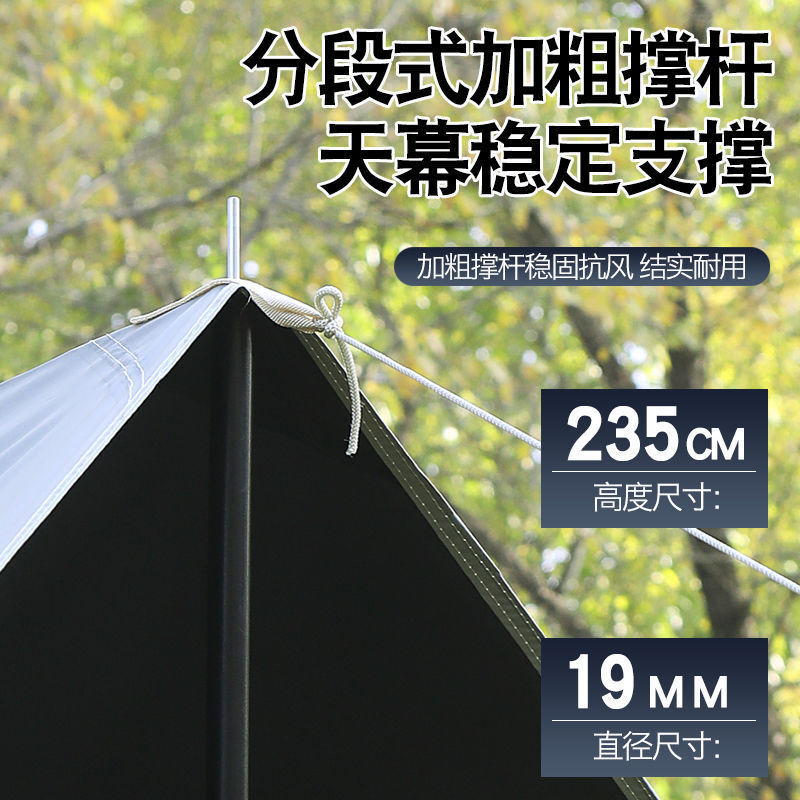 Sky screen black rubber tent, outdoor camping sunshade, portable black rubber sun protection and rainproof canopy, camping equipment, coated screen fabric details Picture