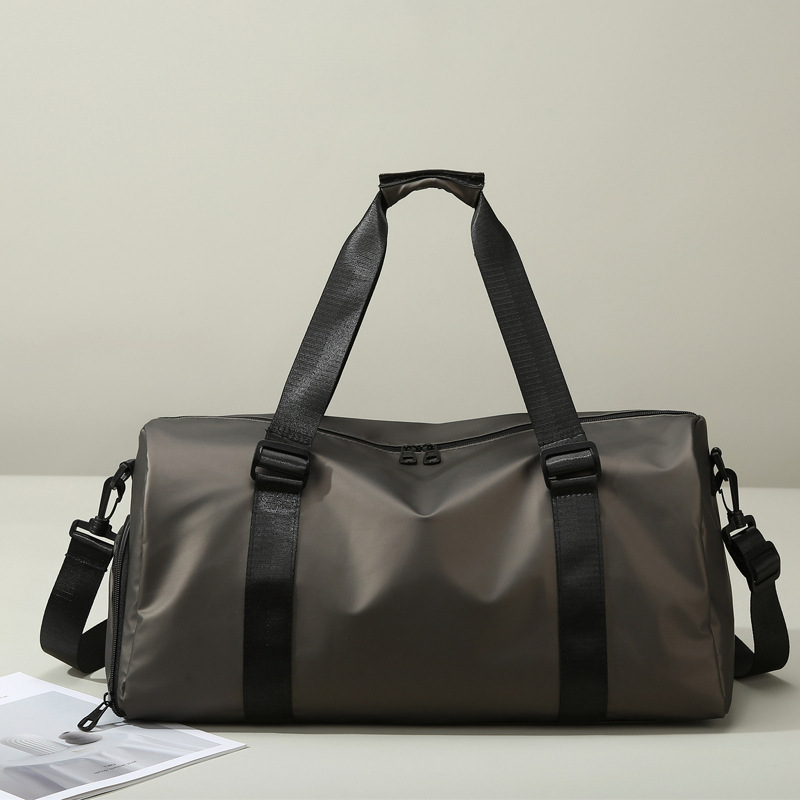 Simple solid-color travel bag, large-capacity stretchable luggage bag, independent shoe compartment, yoga, swimming and fitness bag details Picture