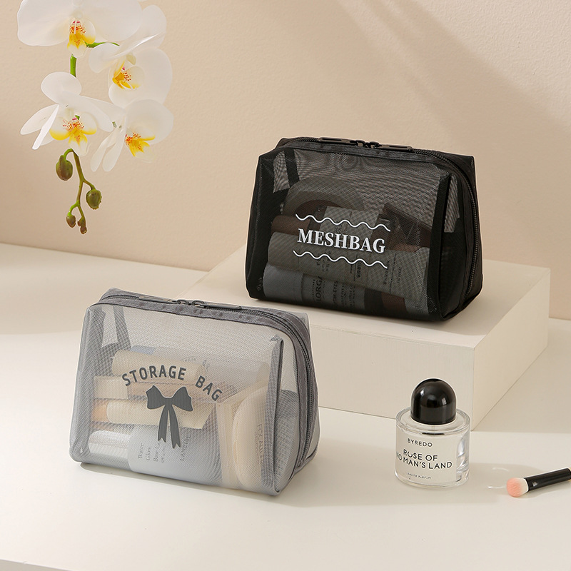 New nylon mesh octagonal makeup bag, large-capacity travel storage bag, water-resistant business trip storage bag, multi-functional full figure