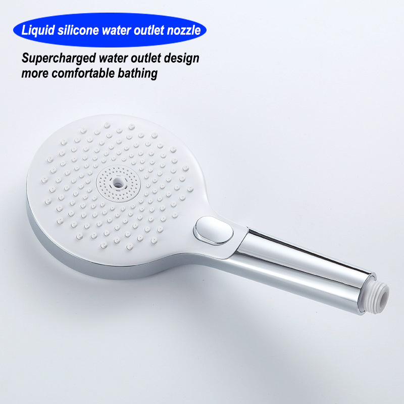 2023 Cross-border new liquid silicone three-function key hand shower head, pressure-increasing water-saving showerhead details Picture