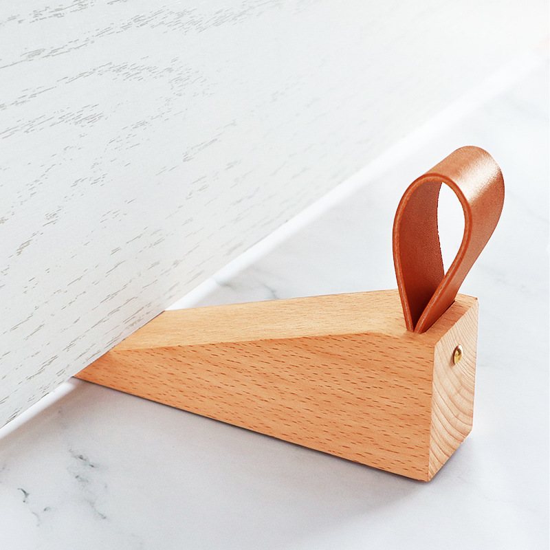 Nordic wooden door stopper, bedroom top door anti-closing plug, beech wood, household windproof, movable and anti-collision Specification drawing