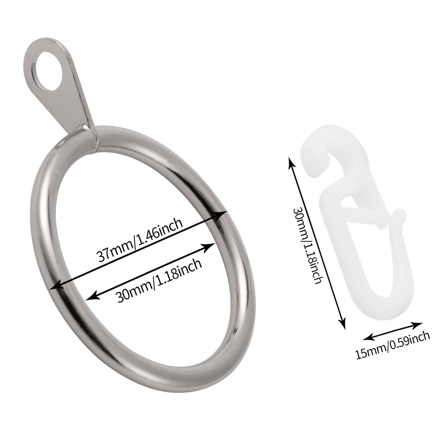 Metal curtain rings, curtain hanging rings, plastic curtain hooks, curtain accessories hooks from the manufacturer full figure