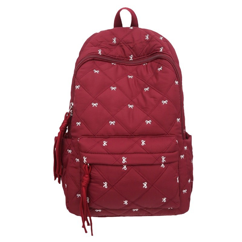 New Korean campus style, versatile for commuting to school, high appearance level, large-capacity embroidered bow backpack Item Picture
