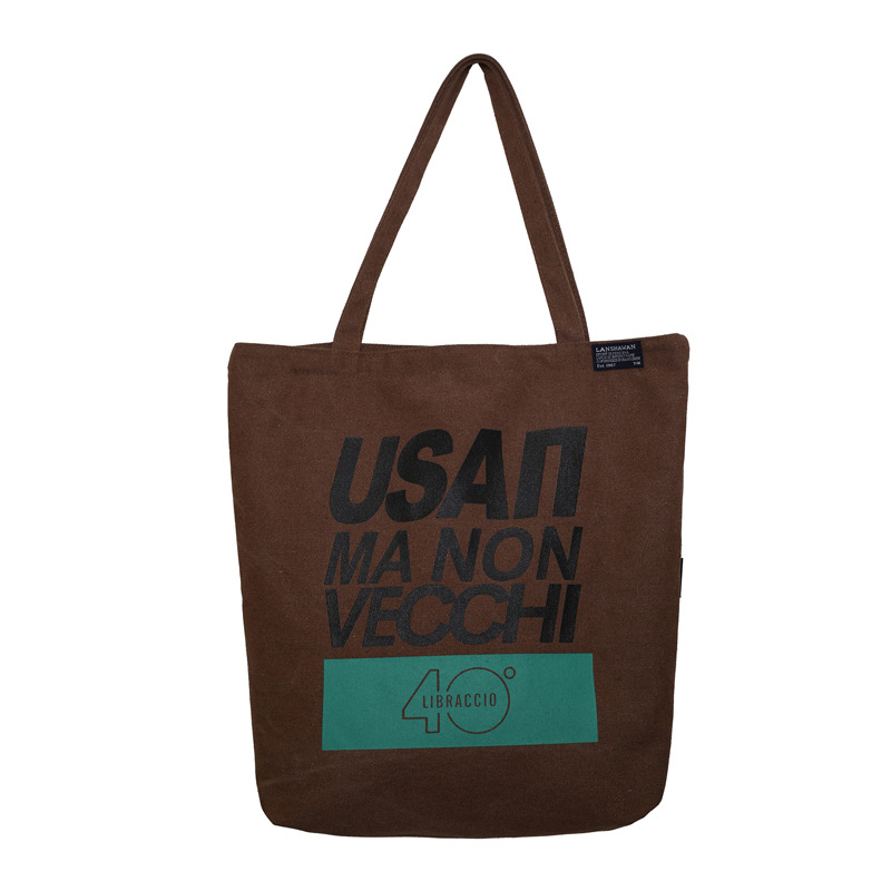 Canvas tote bag 2024 New Korean version large-capacity letter tutorial handbag, outdoor casual and versatile single-shoulder bag Item Picture