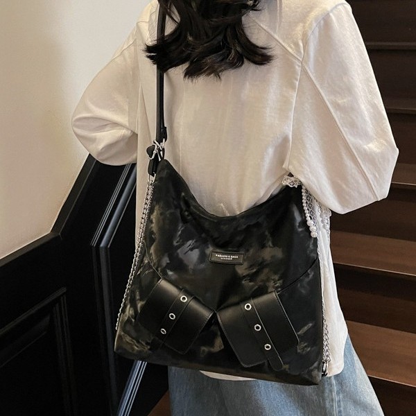 Cross-border single and double shoulder dual-purpose cloth bag for women, 2025 new large-capacity bag, Korean-style lazy style, high-end single-shoulder bag Specification drawing