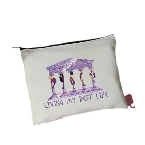 Cross-border temu best-selling lettered simple linen double-sided printed cosmetic bag, storage bag, multi-functional zipper bag for women Item Picture