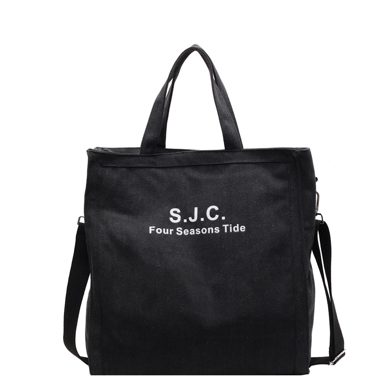Casual Harajuku canvas bag for women, new autumn/Winter 2024, versatile college student handbag, commuting single-shoulder crossbody bag Item Picture