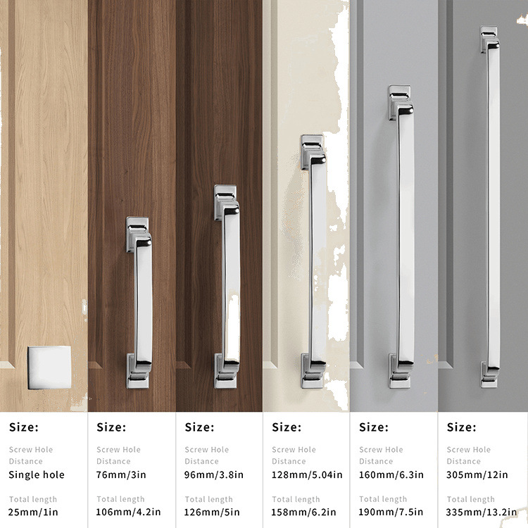American high-end premium bright chrome silver modern simple and individual drawer and cabinet handles, cabinet door handles nickel brushed Item Picture