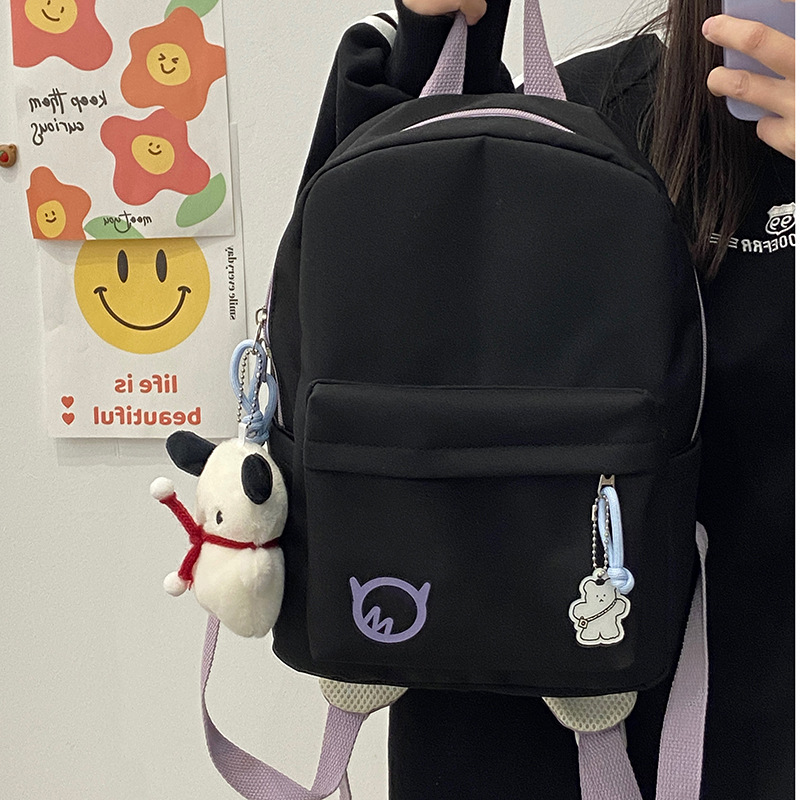 Simple and casual, for primary school, junior high school and college students, this Korean-style color-blocking, fresh and light backpack is lightweight and has a large capacity details Picture