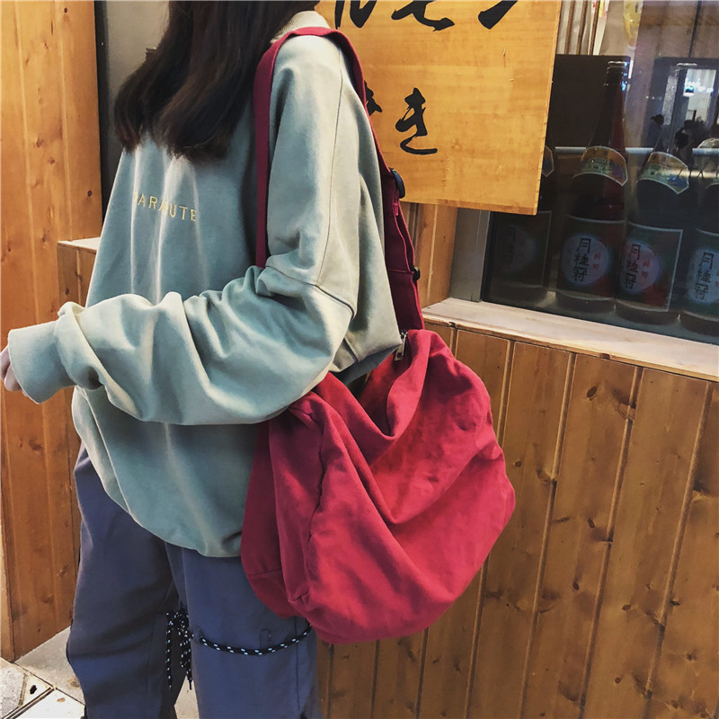 Original women's bag, retro artistic washed canvas bag, single-shoulder bag, simple large-capacity crossbody bag, shopping cloth bag women's bag full figure