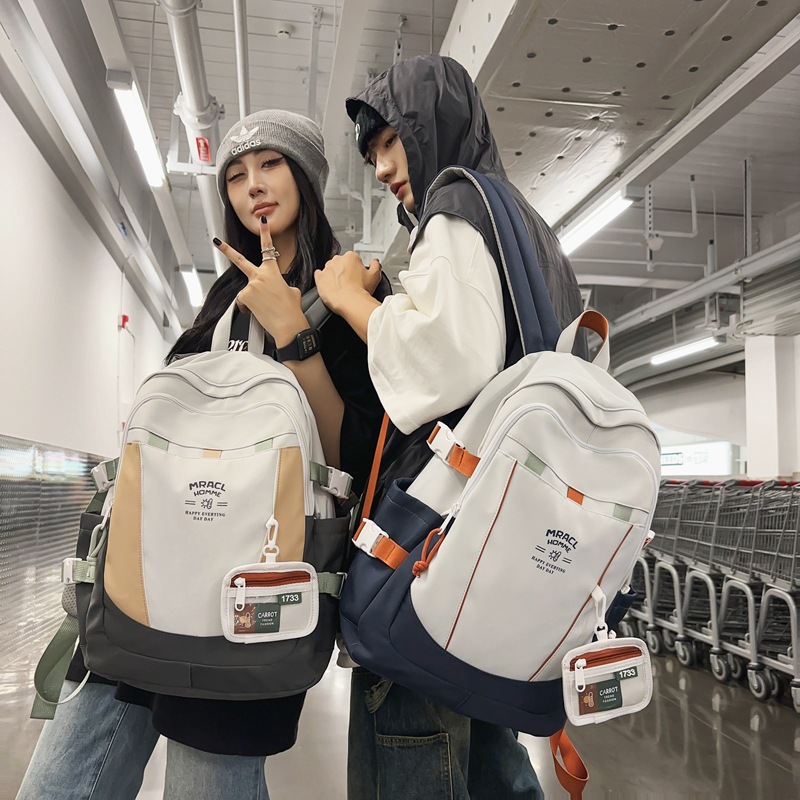 Korean-style schoolbag, lightweight and versatile, large-capacity backpack for junior high school students, stylish backpack for high school and college students full figure