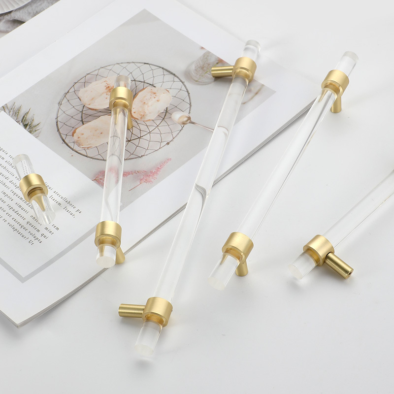 Nordic-style acrylic brass long handle, modern and simple cabinet, golden transparent drawer, wardrobe door, furniture handle Application Scenario