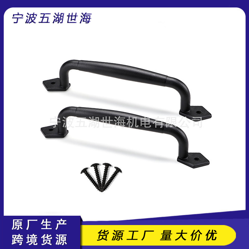 American-style barn door handles, sliding doors, cabinet doors, sliding doors, cast iron doors, matte black handles, factory direct sales full figure