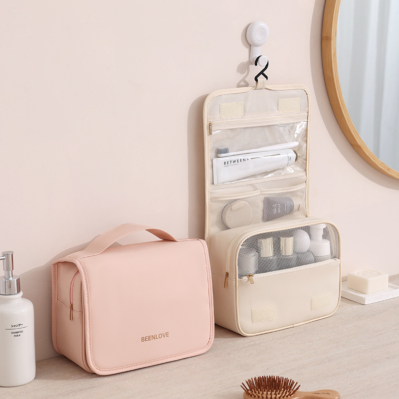 Runhui's new Naisi hook toiletry bag, skin-like leather film makeup storage bag, large-capacity makeup bag, one-piece consignment full figure