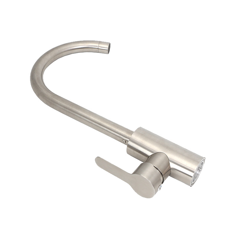 Vertical large three-way stainless steel large bend brushed vegetable basin, hot and cold water faucet, kitchen large sink faucet factory direct sales Item Picture