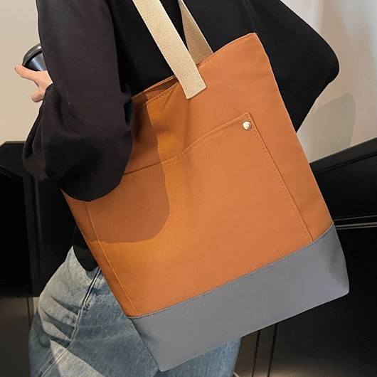 Spring 2025 new hand-held large-capacity file bag, fashionable and casual handbag, color-matched versatile commuter shoulder bag full figure
