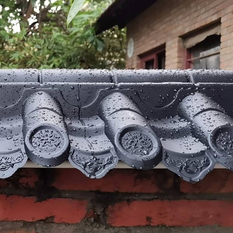The 123478 wall tile cap is a double-sided integrated, dark red resin tile for the courtyard wall head. The tile cap is covered with tiles Specification drawing