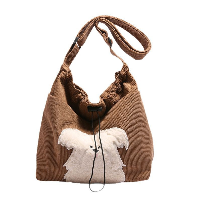 Xigao Di Puppy Bag Autumn and Winter New corduroy crossbody bag for women, large-capacity Korean version of commuter women's single-shoulder bag Item Picture