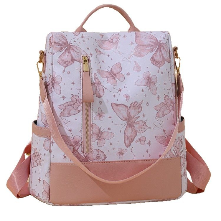 The new printed backpack is a fashionable large-capacity hand-held shoulder bag for women. It is a casual travel backpack and very cute Item Picture
