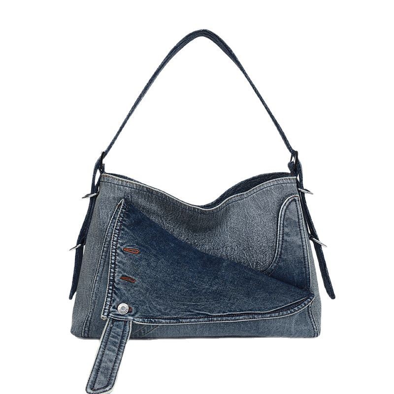 A trendy retro denim large-capacity bag for women's 2024 autumn/winter new commuter crossbody single-shoulder tote bag Item Picture