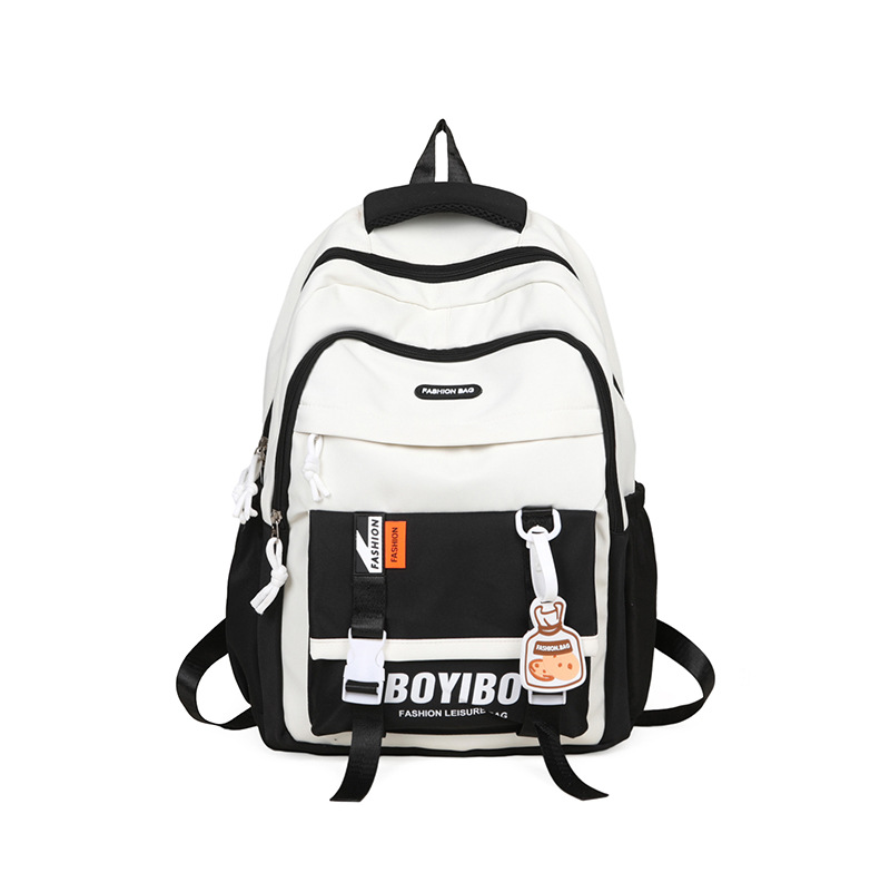 2024 New fashionable and trendy computer bag with contrasting colors, large-capacity backpack, student schoolbag, women's Korean version lightweight backpack Item Picture