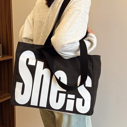 Handbag, women's letter print, European and American style, trendy underarm bag, fashionable new single-shoulder bag, large-capacity tote bag full figure
