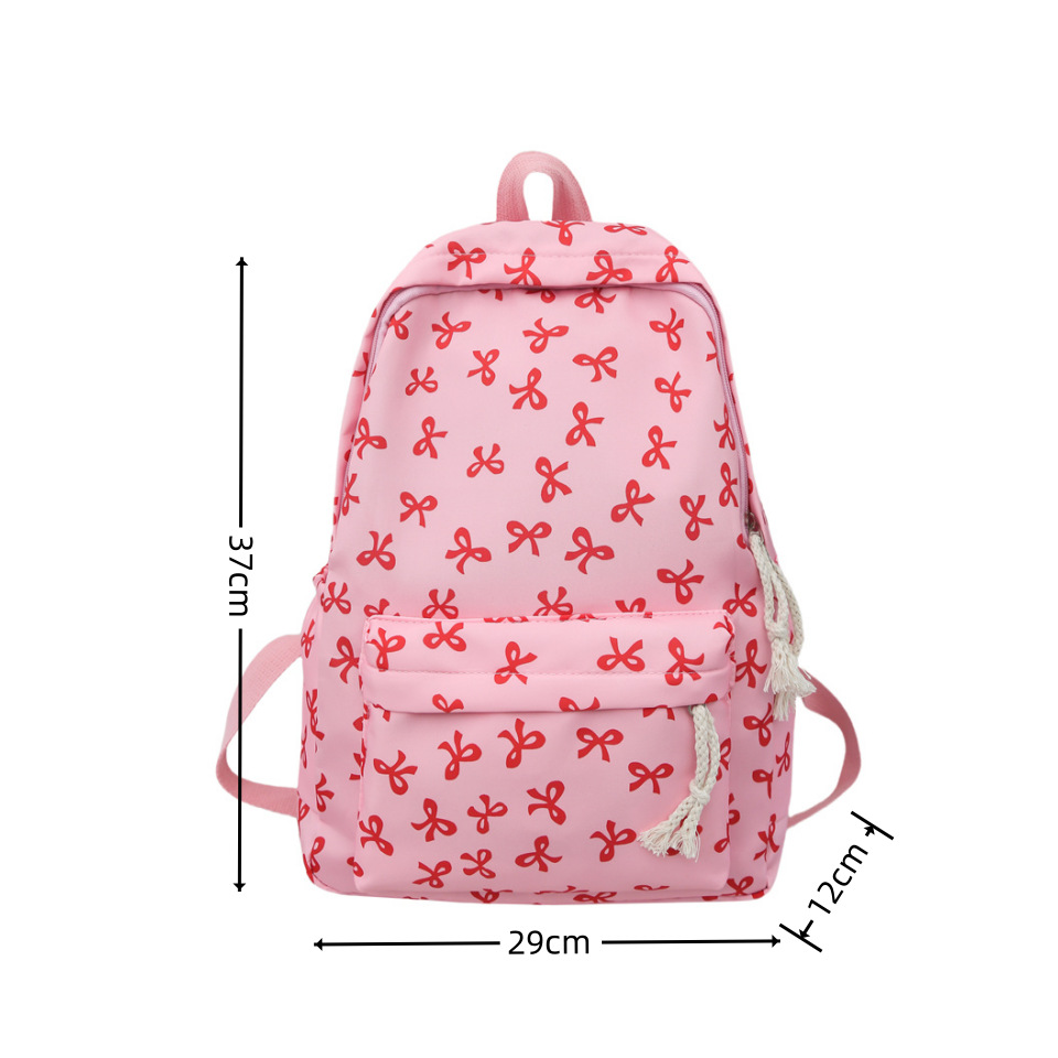A light and refreshing bow backpack for girls, junior high school, senior high school and college students. It is a lightweight and lightweight backpack for campus use Item Picture