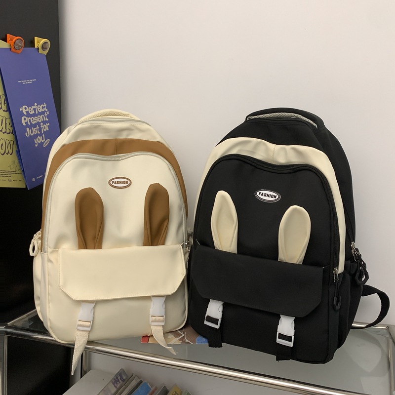 Cross-border Japanese-style girl soft girl backpack, large-capacity cute rabbit schoolbag, female high school and junior high school students backpacking trend Specification drawing