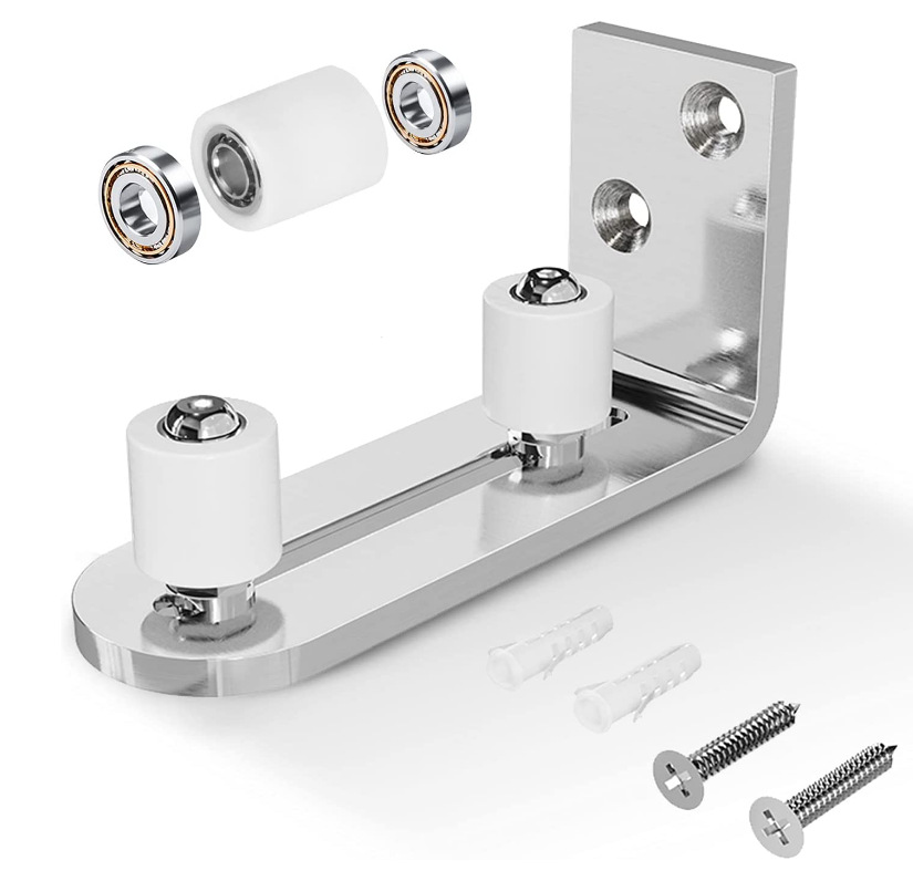 Barn door hanging rail anti-swing device, hardware accessories, sliding door anti-swing non-slotted guide rail single and double wheel anti-swing device Application Scenario