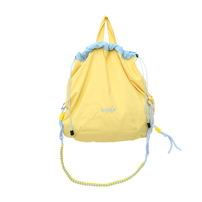 Korean niche drawstring drawstring single-shoulder bag, trendy women's quick-drying lightweight crossbody bag, ice cream-colored soft tote bag Item Picture
