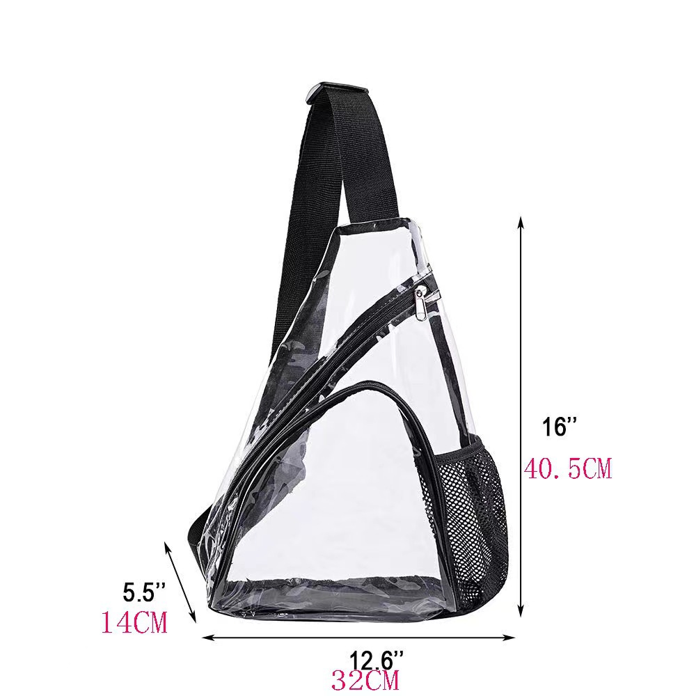 In-stock cross-border bestsellers: Transparent PVC single-shoulder crossbody transparent chest bag, Amazon jelly bag, water-resistant, security check transparent Specification drawing