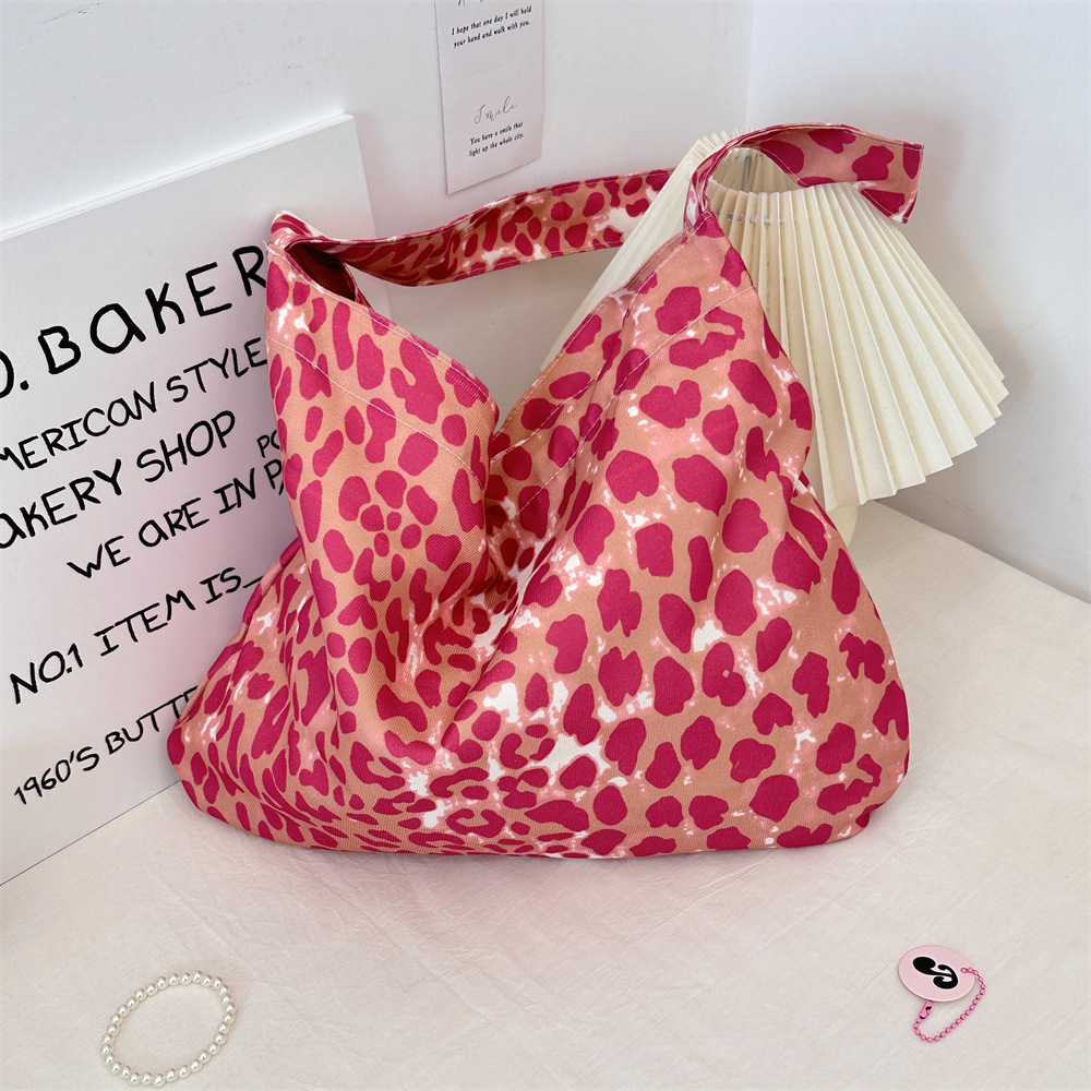 49122 Korean version fashionable large-capacity backpack, new simple canvas bag for women, leopard print single-shoulder crossbody underarm bag Specification drawing