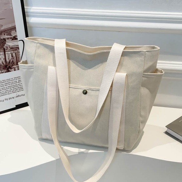 Niche design Commuter 2024 Art Student book large-capacity tote bag, single-shoulder cloth bag for work and outings details Picture