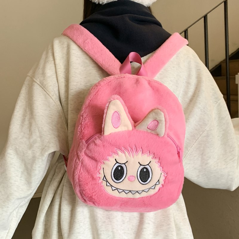 New plush cartoon cute children's backpack, Japanese-style lightweight travel small backpack, casual and versatile plush schoolbag Specification drawing