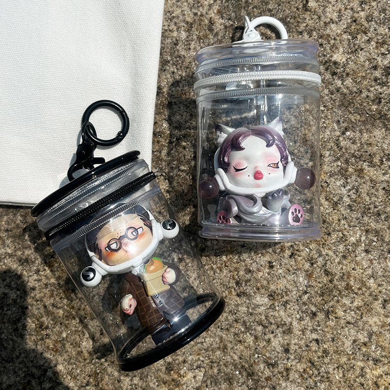 pvc transparent baby walking bag blind box storage display hanging piece dust-proof cylinder bag bubble Mart cola can sun-drying baby bag details Picture