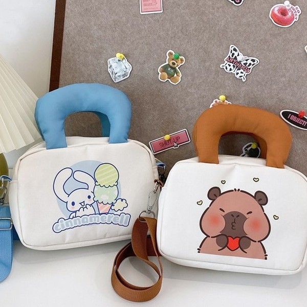 New cartoon and cute small crossbody bag, girlish crossbody backpack, large capacity storage, sweet handbag, travel backpack Specification drawing