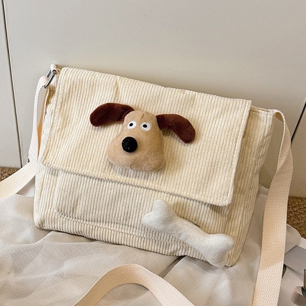 New high-end Korean-style Instagram phone bag, new cartoon bone puppy corduroy niche and versatile crossbody bag full figure