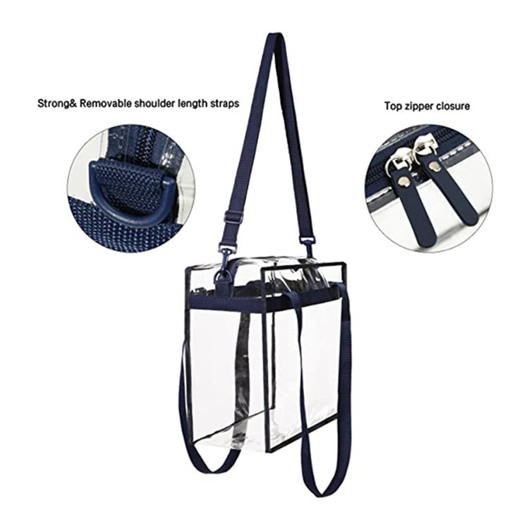 In-stock pvc transparent bag, square capacity, travel storage bag, portable crossbody, hand-held shopping bag, logo details Picture