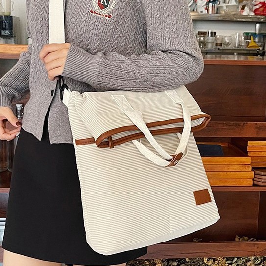 Cross-border popular large-capacity versatile fabric bag 2025 new style convenient single-shoulder crossbody bag simple tote hand-carried large bag full figure