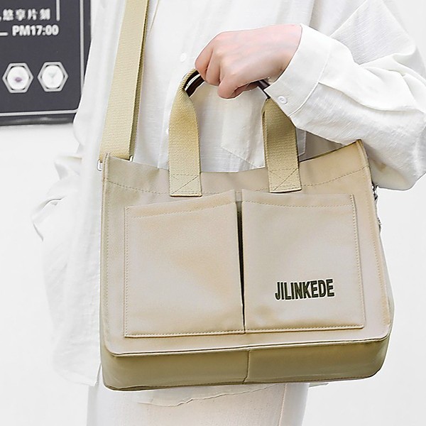 Cross-border fashion canvas bag for women 2024 New style casual retro messenger bag, simple and large-capacity single-shoulder crossbody bag Specification drawing