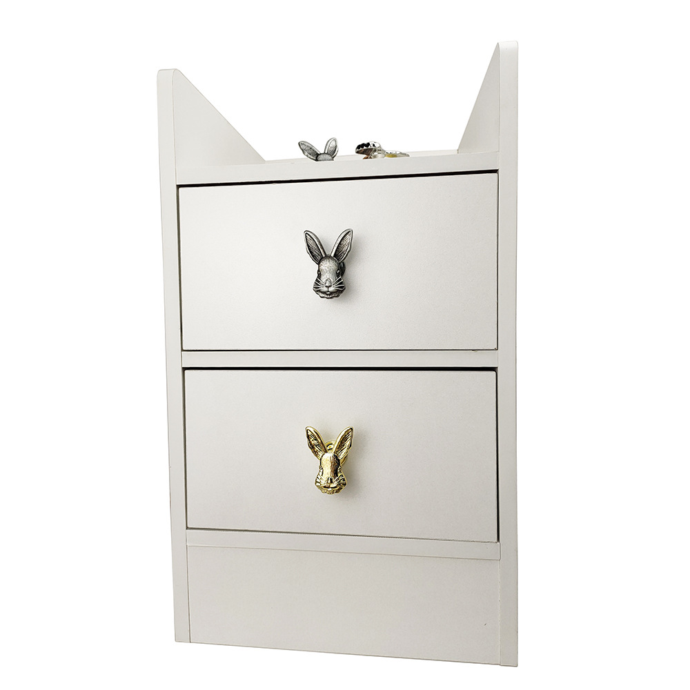 In-stock bunny handle zinc alloy single-hole handle for cabinets and drawers, metal craftsmanship for Easter Specification drawing
